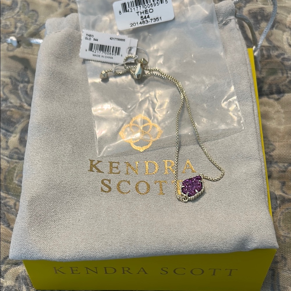 Kendra Scott Theo adjustable bracelet with purple drusy stone